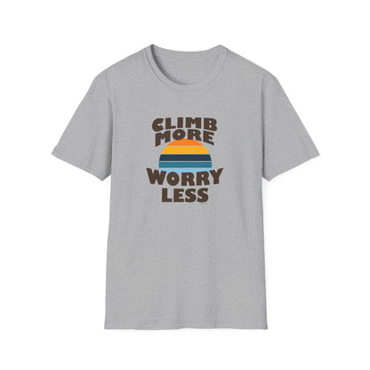 Climb More Worry Less T-Shirt | Rock Climbing Tee | Outdoor Adventure Shirt | 99 Holds