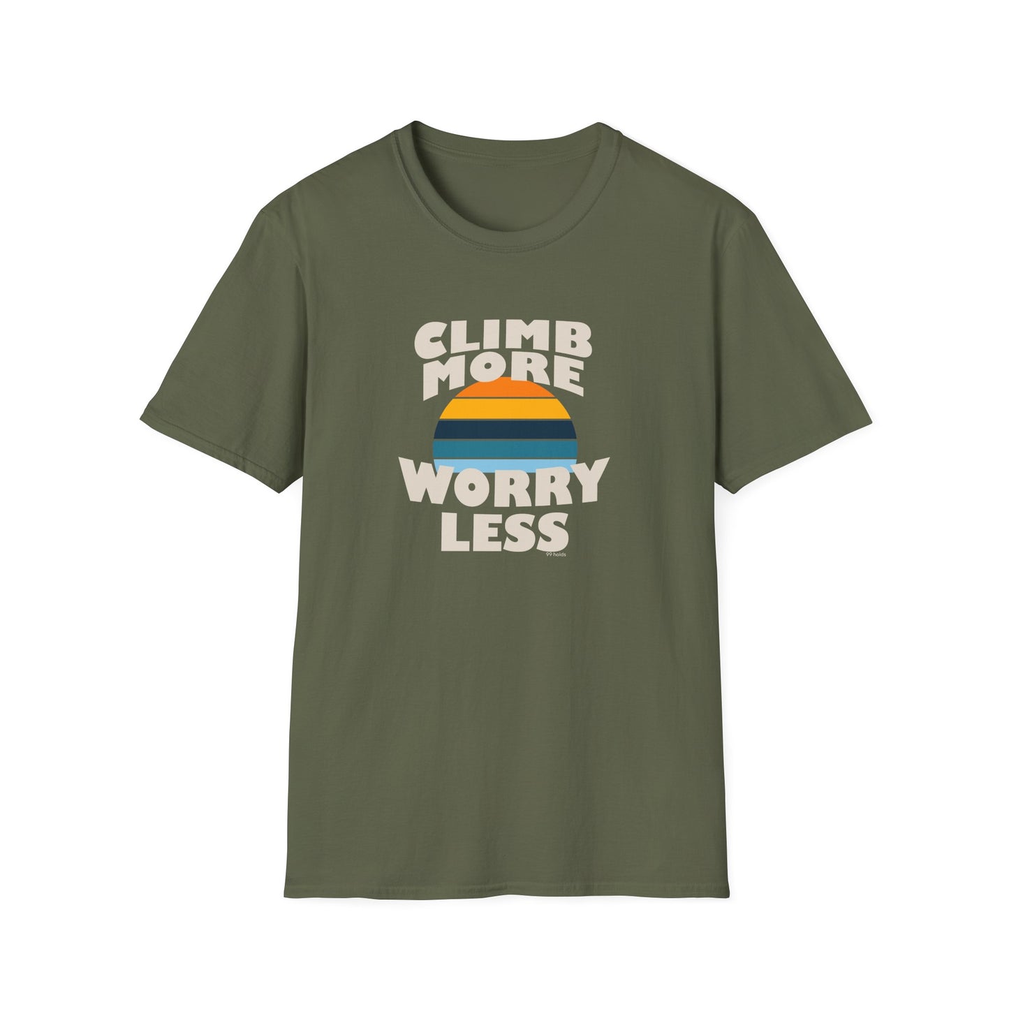 Climb More Worry Less T-Shirt | Rock Climbing Tee | Outdoor Adventure Shirt | 99 Holds