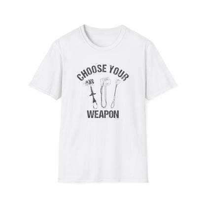 Choose Your Weapon Climbing T-Shirt | Funny Climber Tee | Rock Climbing Gift | 99 Holds
