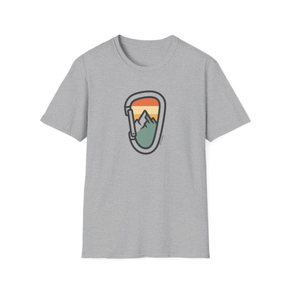 Carabiner Mountain T-Shirt | Minimal Climbing Tee | Rock Climbing Apparel | 99 Holds