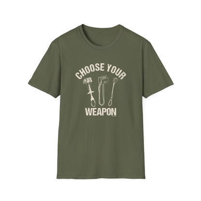Choose Your Weapon Climbing T-Shirt | Funny Climber Tee | Rock Climbing Gift | 99 Holds